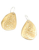 Large Multi Hole Earrings in Golden Bronze with Silver Earwires