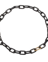 Heavy Chain Necklace in Blackened Steel and 14k Yellow Gold