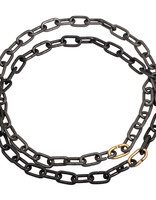 Heavy Chain Necklace in Blackened Steel and 14k Yellow Gold