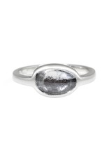 Organic Oval Grey Sapphire Ring in Palladium