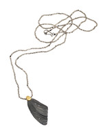Mariposa Wing Pendant in Oxidized Silver and 18k Yellow Gold on Steel Cut Bead Chain