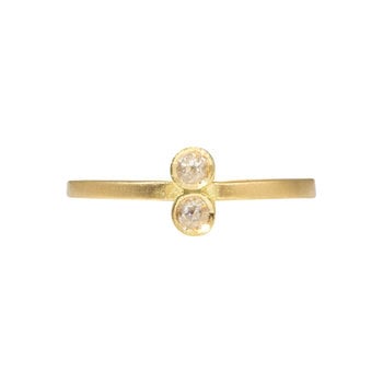 Double Rosecut Diamond Ring with 2.4mm Diamond in 18k Yellow Gold