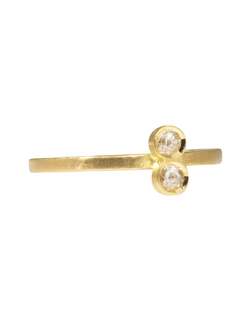 Double Rosecut Diamond Ring with 2.4mm Diamond in 18k Yellow Gold