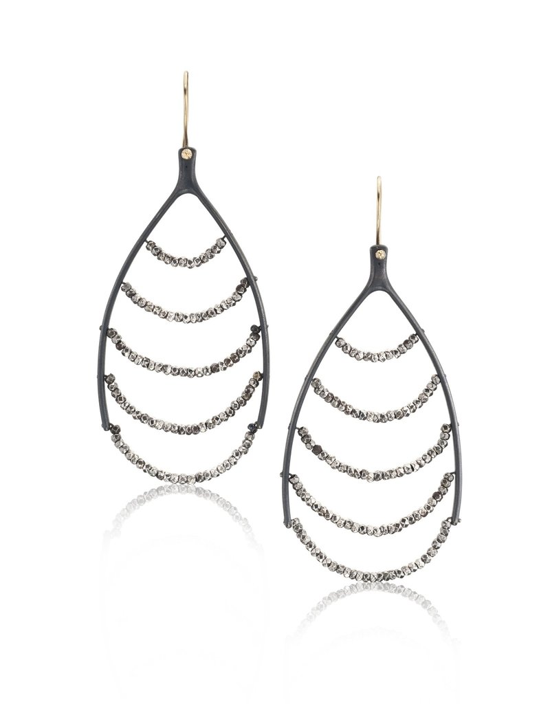 Wishbone Earrings In Oxidized Silver With 14k Yellow Gold Wishbone Earrings In Oxidized Silver With 14k Yellow Gold