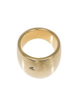 Cuba Round Ring with White Sapphire in Yellow Bronze