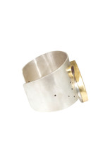 Rutilated Quartz and Diamond Cuff in 18k Yellow Gold and Sterling Silver