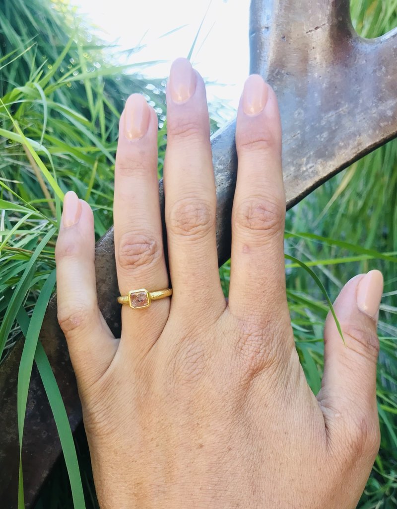 Red Rose Cut Diamond Ring in 22k Gold