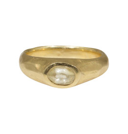 Ancient Band Ring with Natural Diamond Crystal in 18k Yellow Gold