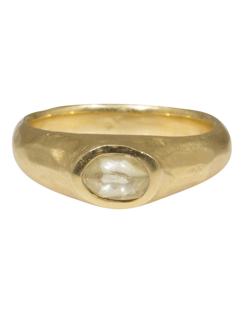 Ancient Band Ring with Natural Diamond Crystal in 18k Yellow Gold