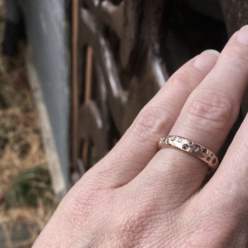 Custom Celestial Ring with Sapphires in 14k Rose Gold