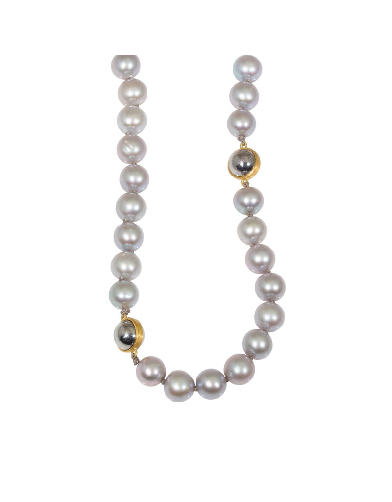 Pearl & Ball Bearing Necklace in 18k and 22k Gold