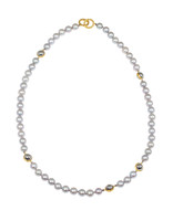 Pearl & Ball Bearing Necklace in 18k and 22k Gold