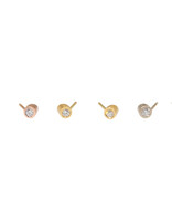 Angled Tube & White Diamond Post Earrings in 18k Yellow Gold
