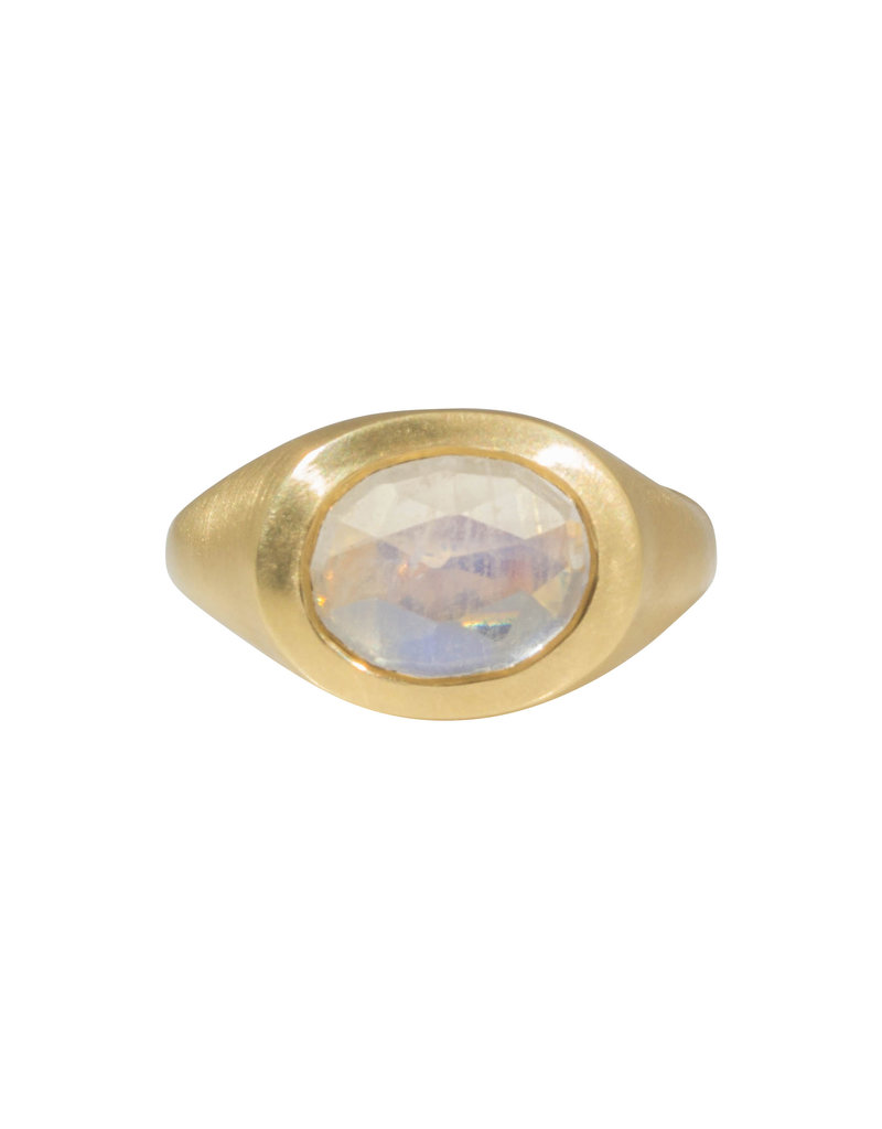 Open Back Moonstone Ring in 18k Gold