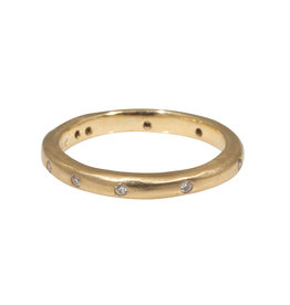 2.5mm Modeled Band  in 14k Yellow Gold with White Diamonds