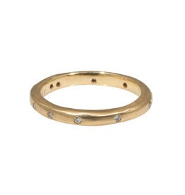 2.5mm Modeled Band 14k Yellow Gold with White Diamonds