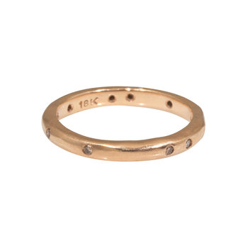 2.5mm Modeled Band  in 18k Rose Gold with Cognac Diamonds