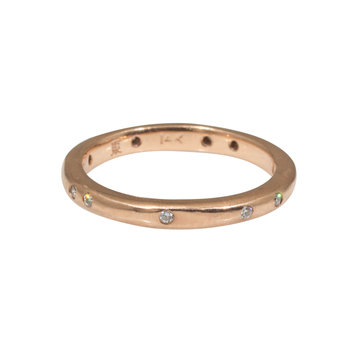 2.5mm Modeled Band in 14k Rose Gold with White  Diamonds