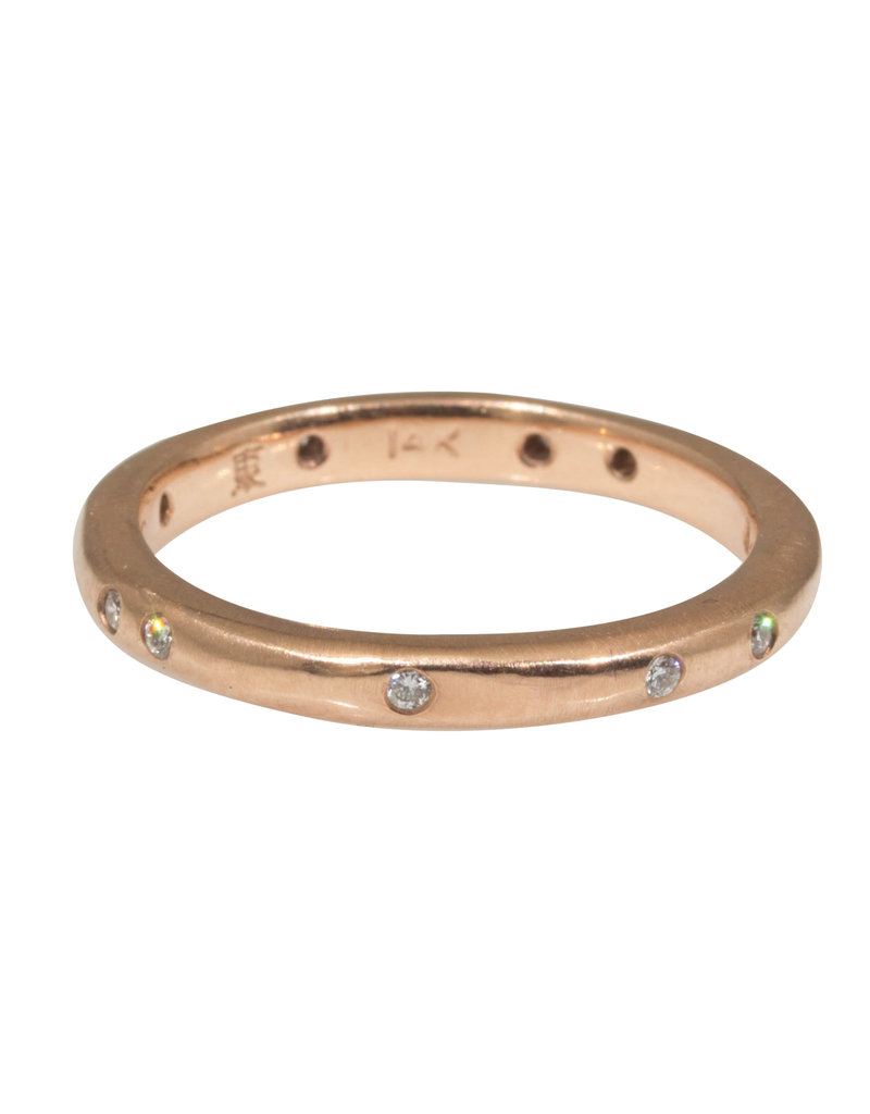 2.5mm Modeled Band in 14k Rose Gold with White  Diamonds