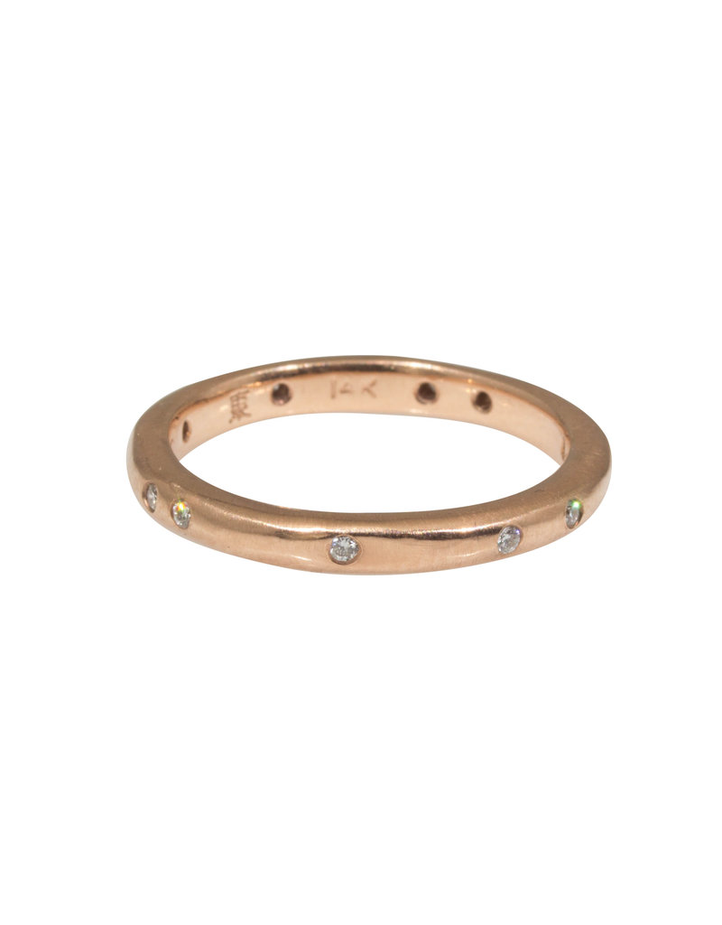 2.5mm Modeled Band with Mixed Diamonds in 14k Rose Gold