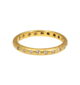 Eternity Diamond Band with Sand Texture in 22k Gold
