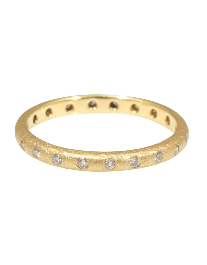 Anniversary Diamond Band with Sand Texture in 18k Yellow Gold