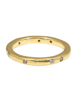 2.5mm x 2.5mm Modeled Band in 18k Yellow Gold with White & Cognac Diamonds