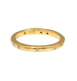 2.5mm Modeled Band in 22k Yellow Gold with White Diamonds