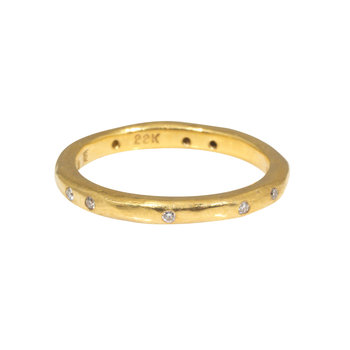 2.5mm Modeled Band in 22k Yellow Gold with White Diamonds