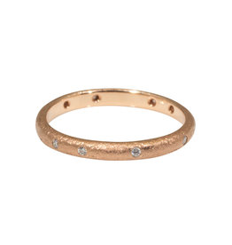 2.25 mm Diamond Sand Texture Band with in 14k Rose Gold with White Diamonds