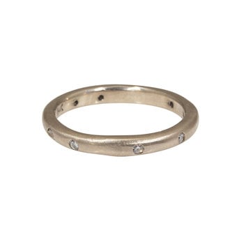 2.5mm Modeled Band in 14k Palladium White Gold with White Diamonds