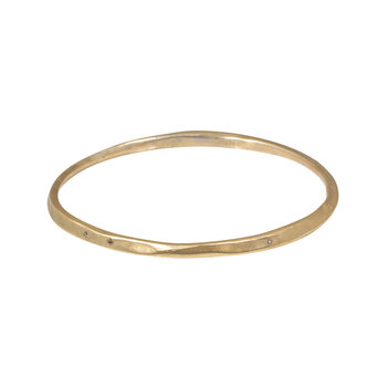 Oval Hammered Twist Bangle in Golden Bronze with Cognac Diamonds