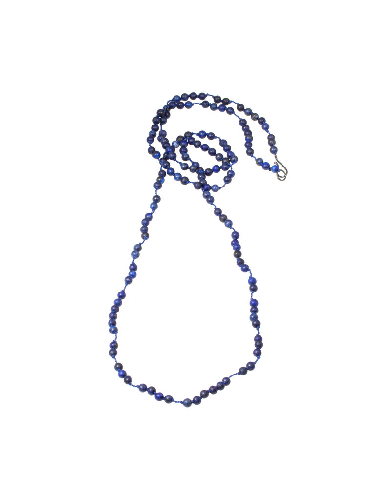 Spaced Matte Lapis Bead Necklace