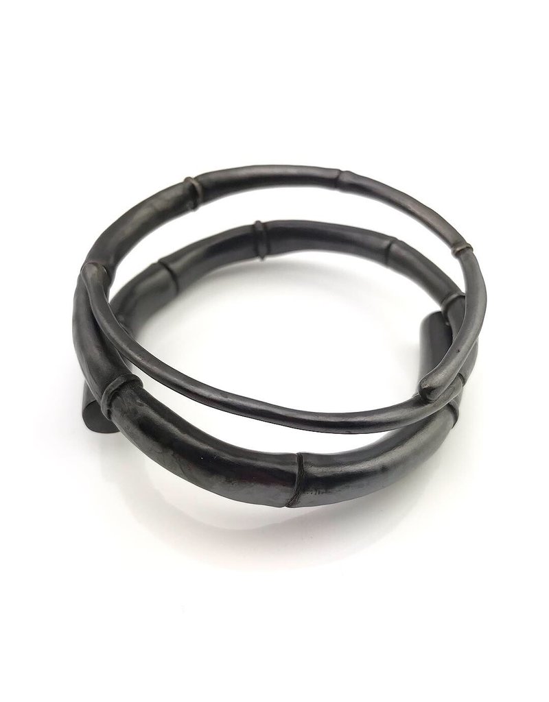 Kai Wolter Double Taper Single Black Tendril Bangle Bracelet in Dark Bronze