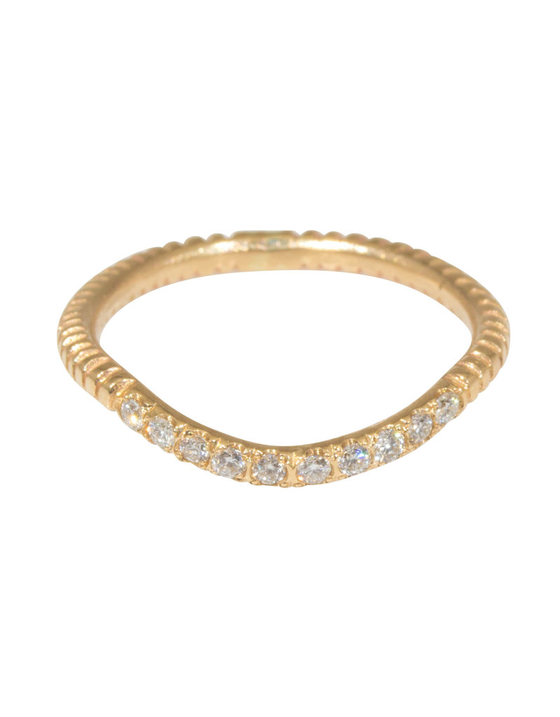 Notched Fitted White Diamond Pave Band