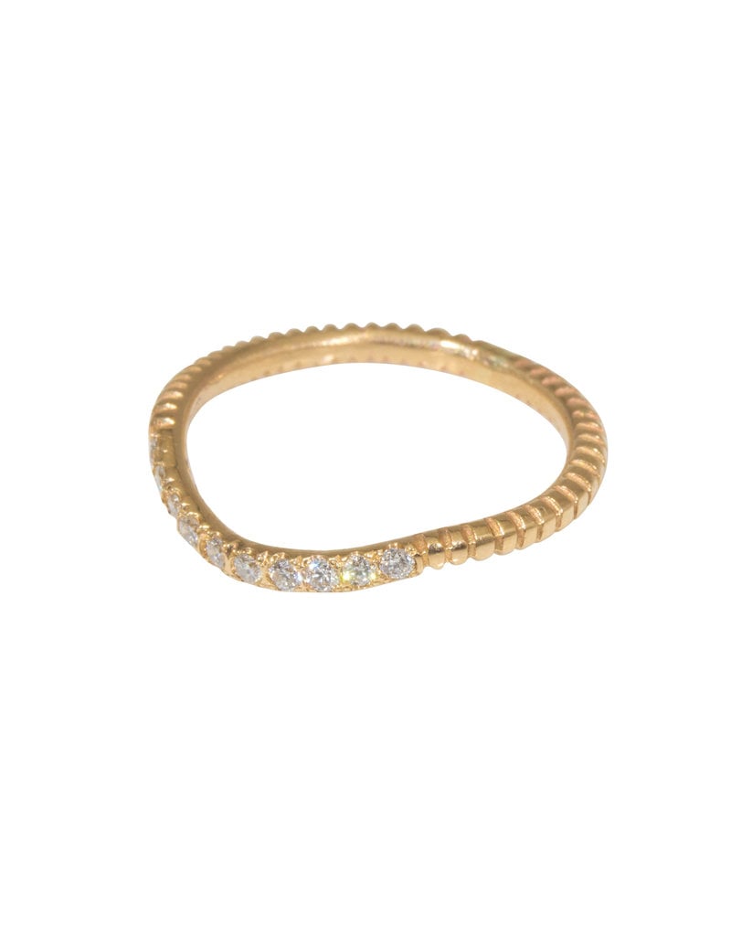 Notched Fitted White Diamond Pave Band