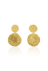 Keum-boo disc Post Earrings in 24k Yellow Gold & Silver