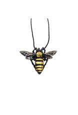 Honey Bee II Pendant in Oxidized Silver with 23k Gold Leaf