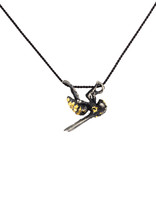 Golden Solitary Wasp Pendant
