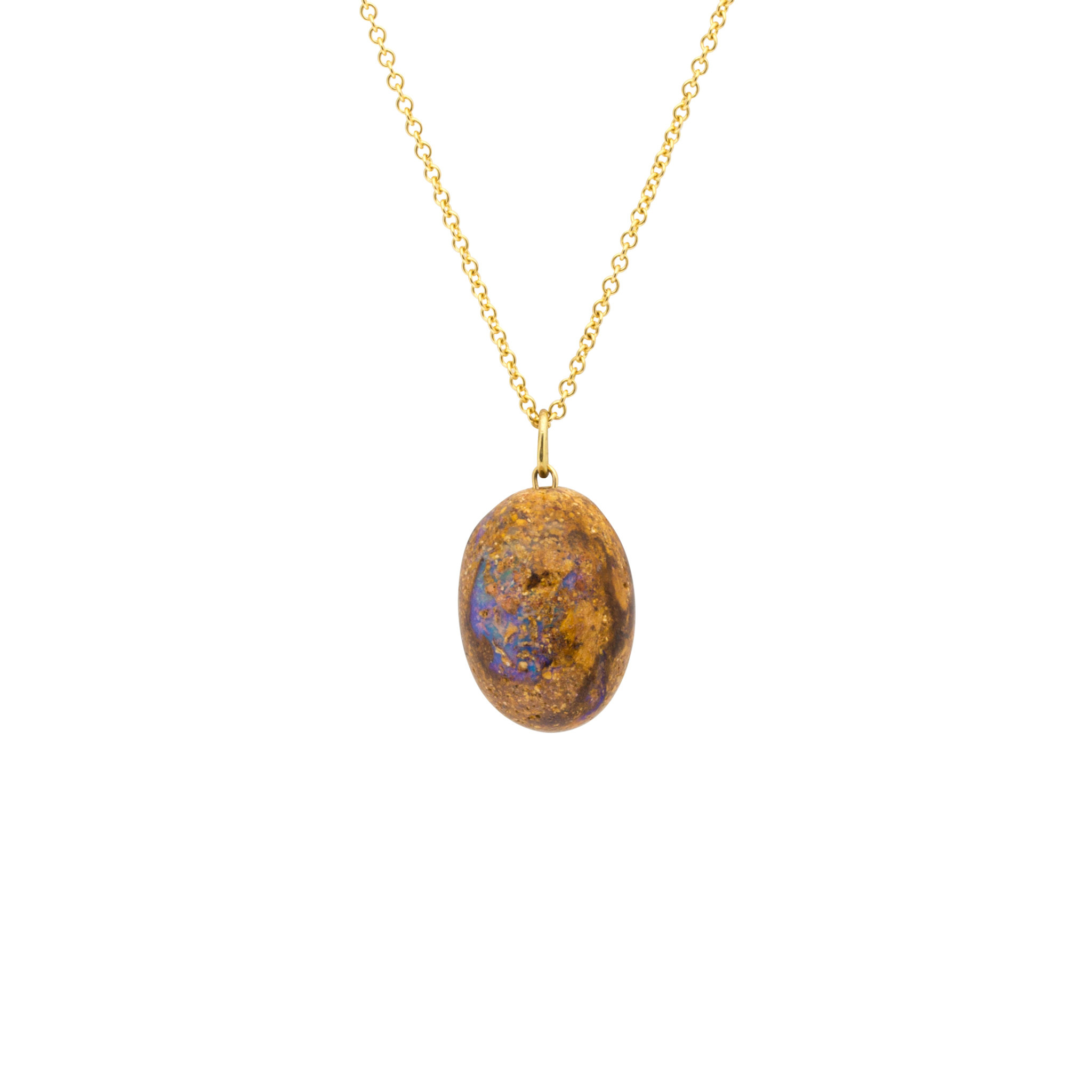 *Australian Opal Egg Pendant on 18k Gold Chain - Shibumi Gallery