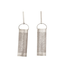 Sterling Silver Perforated Large Cylinder Dangle Earrings