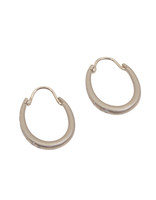 Small Oval Katachi Hinged Hoop Earrings in 18k Palladium White Gold with White Diamonds