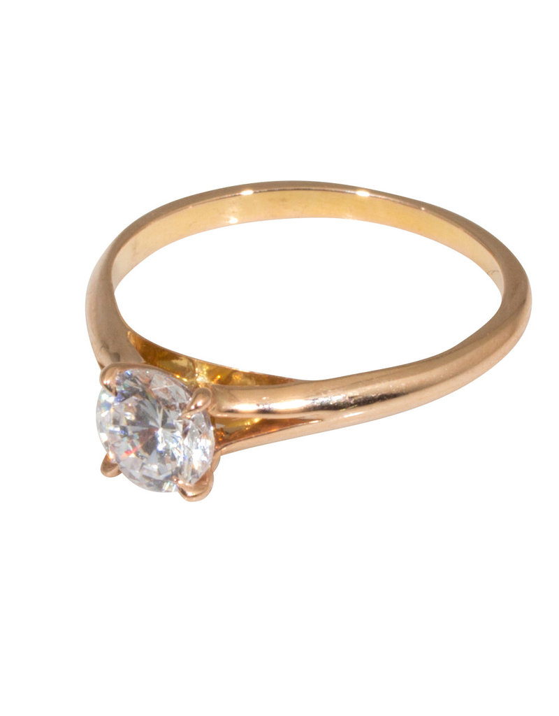 Nick Engel Split Shank Engagement Ring with CZ in 18k Rose Gold