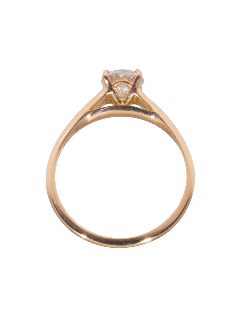 Nick Engel Split Shank Engagement Ring with CZ in 18k Rose Gold