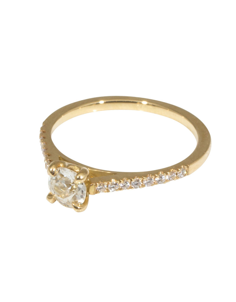 Nick Engel Apex Engagement Ring with Small Side Diamonds in 18k Yellow Gold