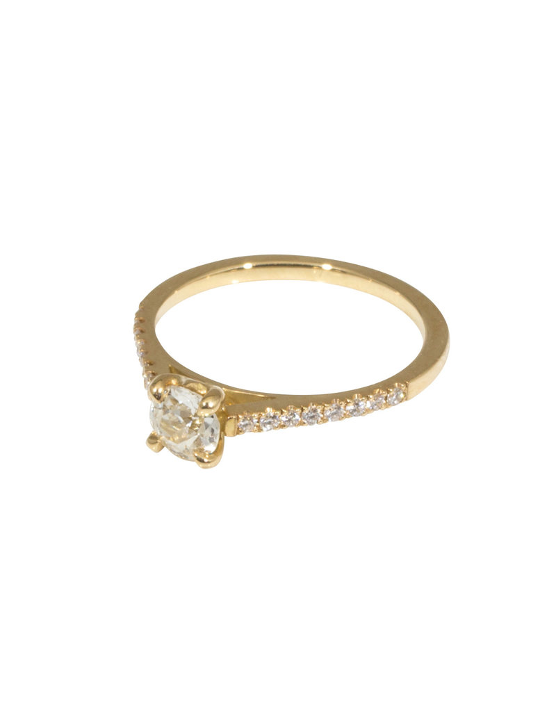 Nick Engel Apex Engagement Ring with Small Side Diamonds in 18k Yellow Gold