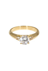 Nick Engel Muse Engagement Ring in 18k Yellow with Inverted Baguette Shoulders and CZ