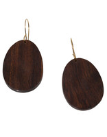 Oval Wood Earrings with 14k Yellow Gold