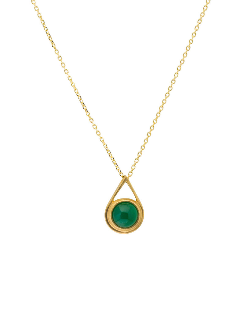 Small Green Onyx Spinner Pendant in 18k Yellow Gold