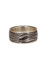 Ring in Damascus Steel with Silver Liner